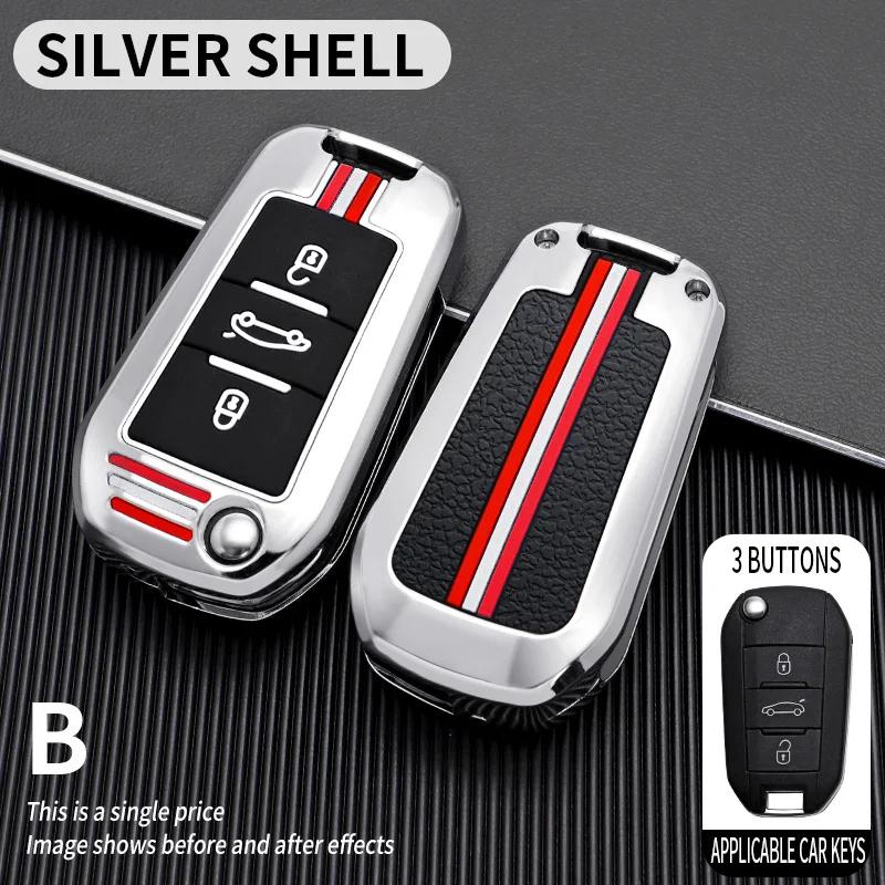 3 Bottons Metal Car Key Cover Fob Case Shell For Peugeot 2008 3008 308 408 508 4008 5008 For Citroen C4 C6 C3-Xr