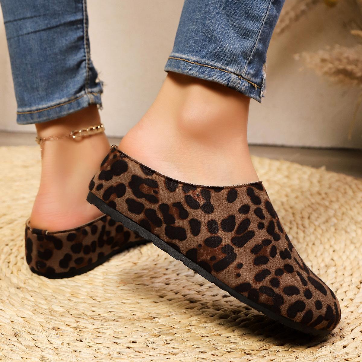 

Бокен обувь на толстой подошве с леопардовым принтом сумка для обуви голова полушлепанцы женская обувь 2025 летняя мода верхняя одежда одна педаль Бокен одинарная обувь 43 верблюд