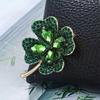 Four-leaf Clover Brooch with Rhinestones, High-end Vintage-style Corsage, Anti-glare Pin