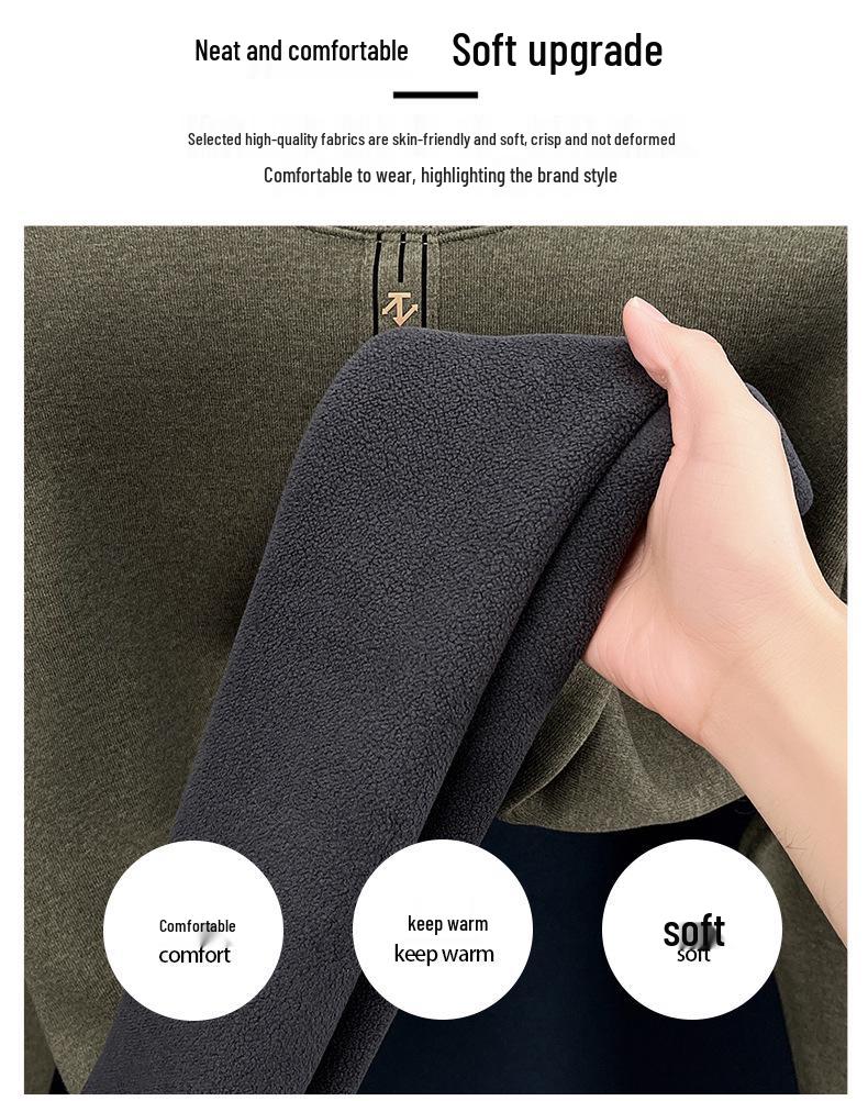 Herren Warmer Fleece-Pullover mit halbem Stehkragen und Plus-Samt - Verdickte Innenschicht für Herbst/Winter 2025