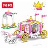 Girls Friends Luxury Royal Princess Horse Rose Carriage Building Blocks Set DIY Assembly Toys for Kids Creative Birthday Gifts