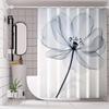 1Pc Simple Floral Pattern Shower Curtain, Polyester Fabric, Machine Washable, With Hooks, Suitable For Bathroom Decoration