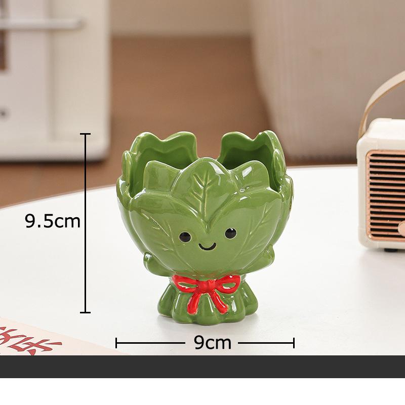 

Green Vegetable Leaves Ceramic Vase Creative Flower Pots Table Decoration Flowers Arrangement Floral Vases Room Aesthetic Decor