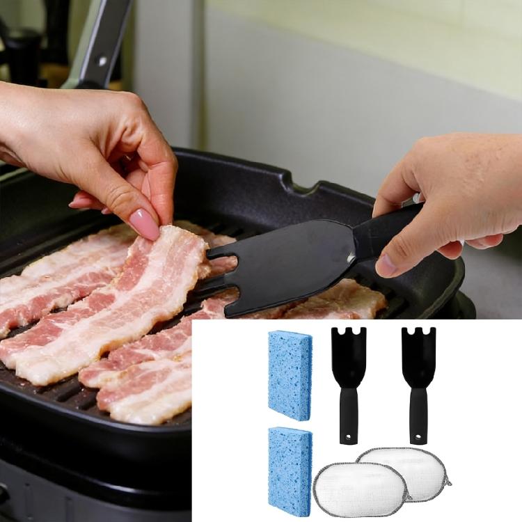 Heavy Duty Rustless Steel Scraper And Absorbent Sponge Set For Quick Cookware Cleaning Grill Scouring Efficient Tool