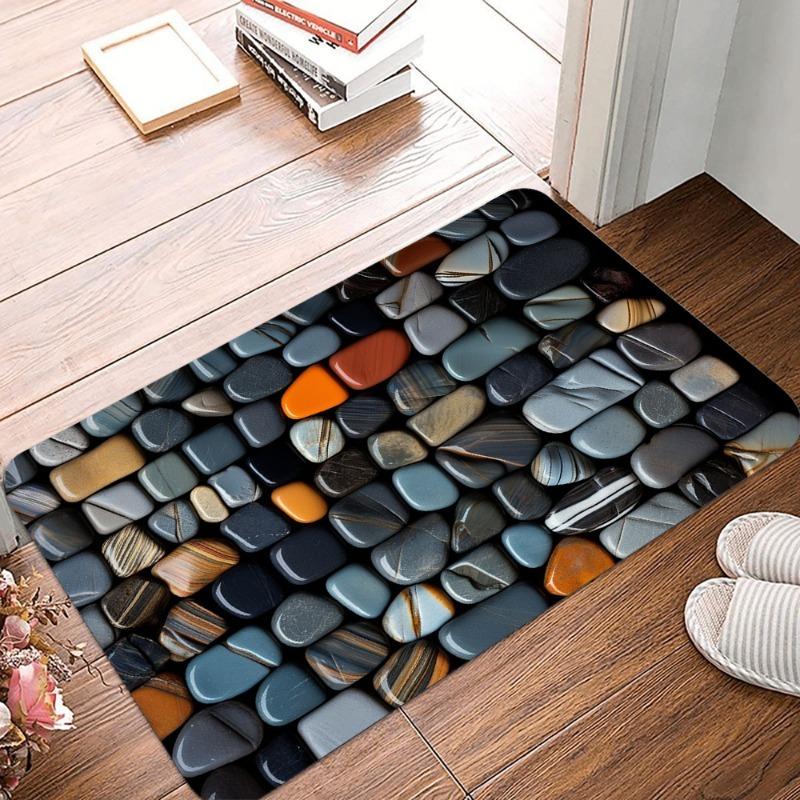 Steine und Bodenfliesen Druck Rutschfester Kleiner Teppich Wasserdicht Leicht zu Reinigen Fußmatte für Innen- und Außenbereich Langlebige Heimdekoration