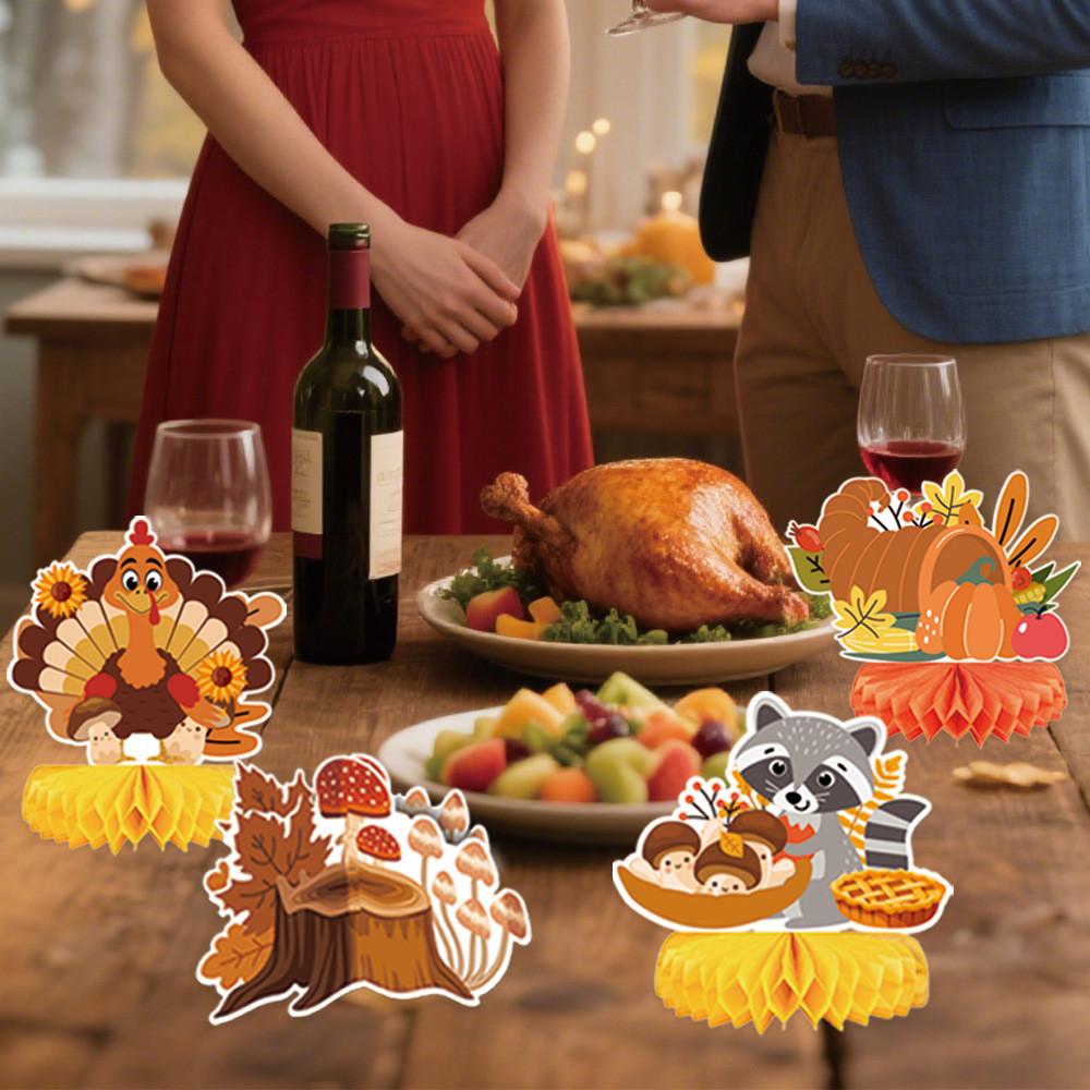 Thanksgiving Cartoon Themed Animal Pattern Paper Desktop Ornament Party Props