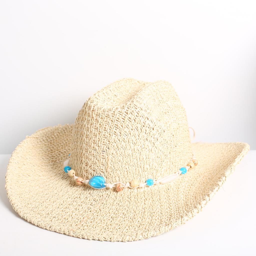 Popolare Cappello di Paglia Classico Western da Cowboy Estivo Vuoto con Ampia Tesa Cappello da Sole Cappello di Paglia Intrecciato a Mano