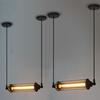 Vintage Industrial Wrought Iron Pendant Lamp with Edison-Style Energy-Saving Tube for Coffee Shop or Bedroom