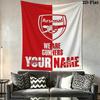 Custom Name Arsenal Wall Tapestry Aesthetic Wall Hanging Printed Fabric Blanket Decorative Tapestries for Bedroom Living Room Home Decor