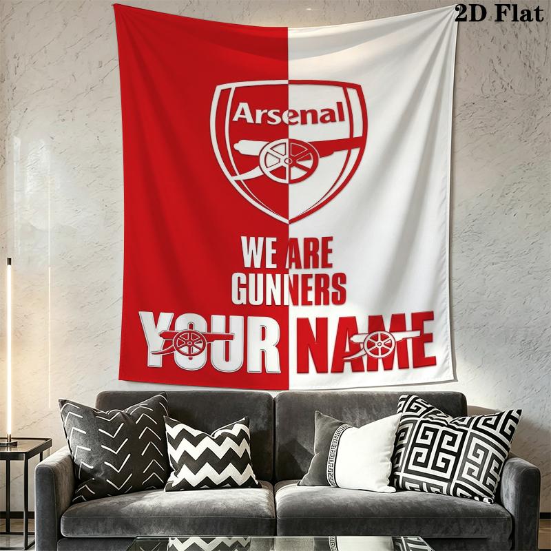 Custom Name Arsenal Wall Tapestry Aesthetic Wall Hanging Printed Fabric Blanket Decorative Tapestries for Bedroom Living Room Home Decor