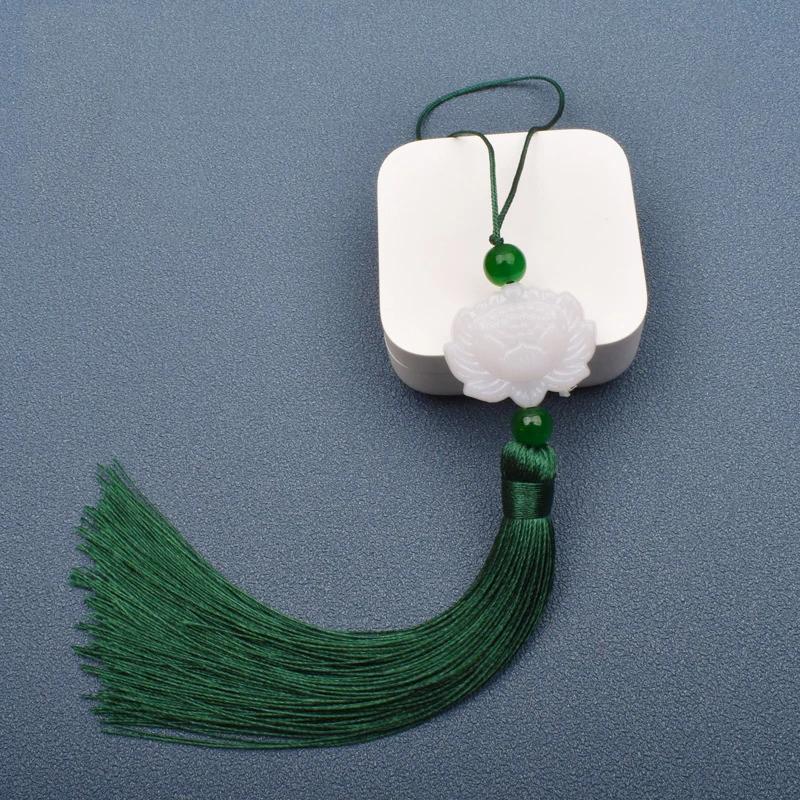 1 Pcs White jade lotus Fringe Trim Bookmark Silk Tassels Pendant DIY Sewing Curtains Accessories Clothes Bag Craft Supplies