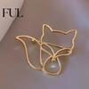 Bag Accessory Pin Women Brooch Hollow Fox Decor Stainless Exquisite Anti-slip Wear-resistant Anti-oxidation Jewelry Coat Collar Hat Scarf Decoration