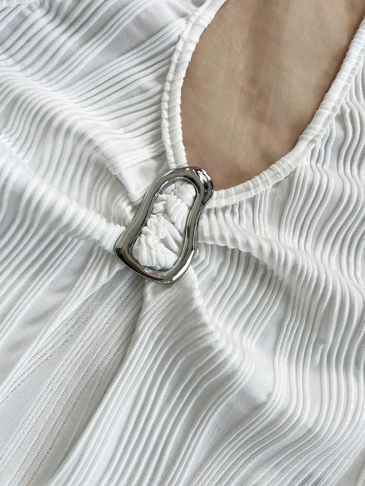 Top na ramiączkach phumee Halter Metalowy dekolt w serek A2414