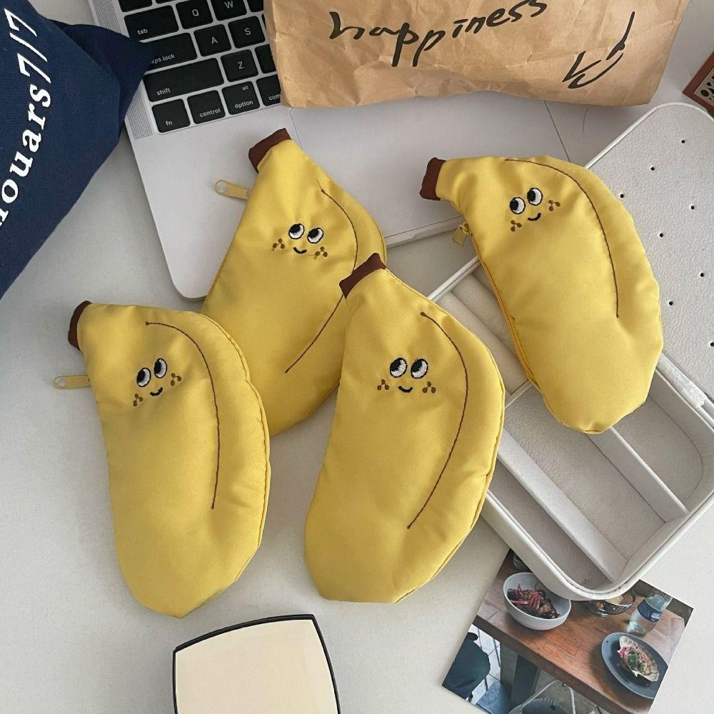 Mini Storage Bag Canvas Coin Purse Coin Bag Earphone Storage Bag Funny Banana Wallet  Children