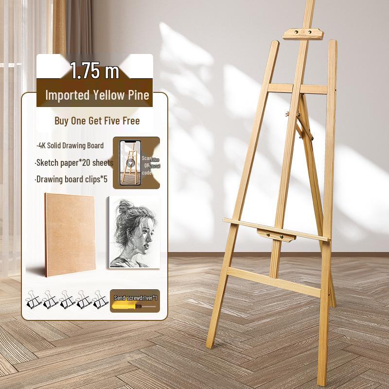 Cavalletto in Legno del Mali: Ideale per Studenti d'Arte, Pittura a Olio, Schizzi, Disegni 4K, con Cassetto e Supporto Espositore.