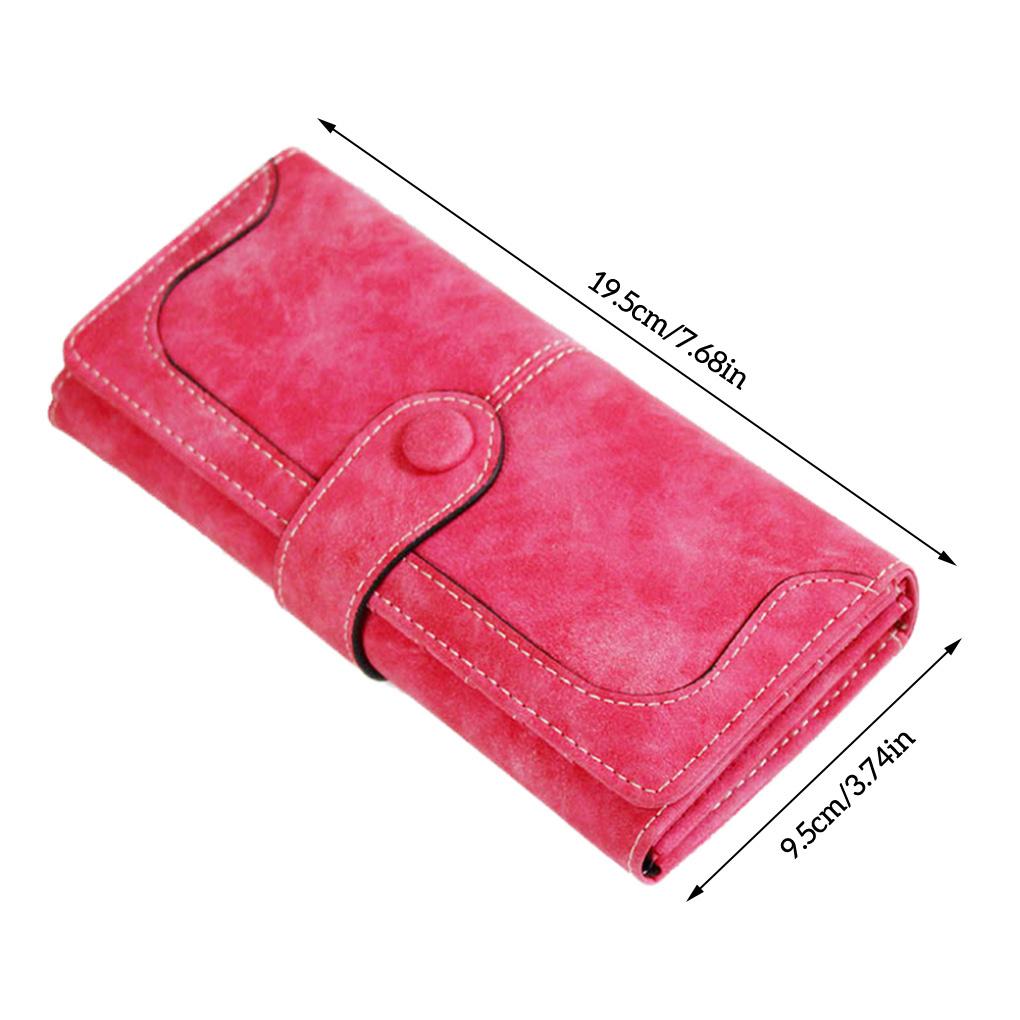 PU Leather Long Wallet Solid Color Women Purse with Card Holder Small Cash Pouch Office Camping Female Supplies Gifts