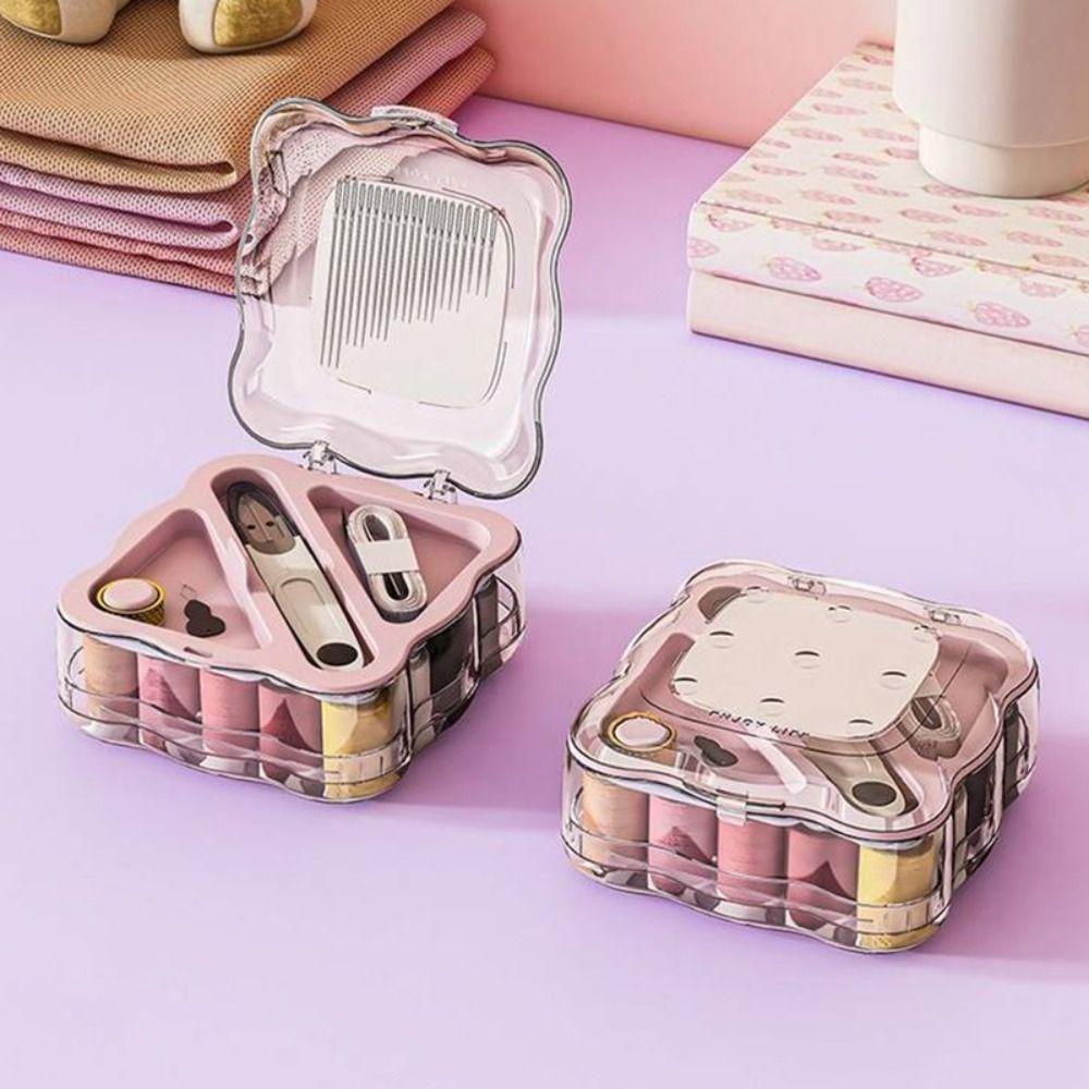 Partitioned Mini Sewing Box Set Multi-functional Magnetic Needle Thread Box  Apparel Crafts