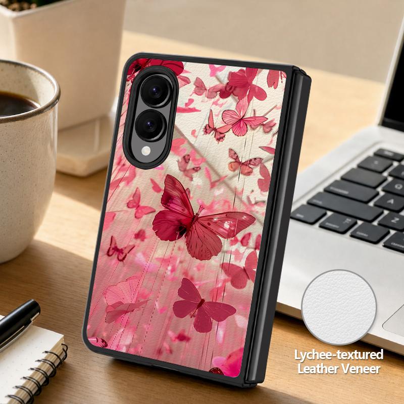 Luxury Butterfly Print Case For Samsung Galaxy Z Fold 8 Ultra 7 6 5 Fold8 Fold7 Fold6 Luxury Leather Skin Hard Folding Phone Cover