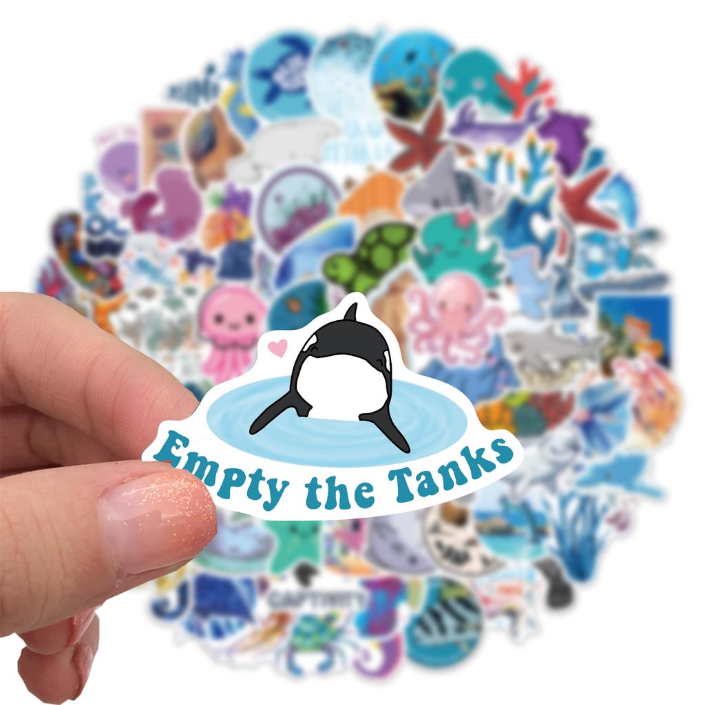 100 Marine Life Graffiti Stickers Personalized Decorative Motorcycle Suitcase Waterproof Stickers