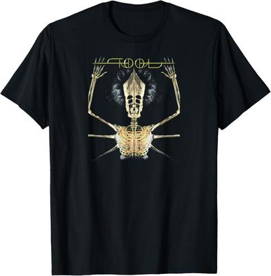 Camiseta de bandas de música sarcásticas con esqueleto y herramienta vintage