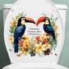 Mystical Feather Bird with Floral Letters Watercolor Toilet Stickers, Elegant Bathroom Waterproof Decals, Self-Adhesive Art for Unique Home Decor