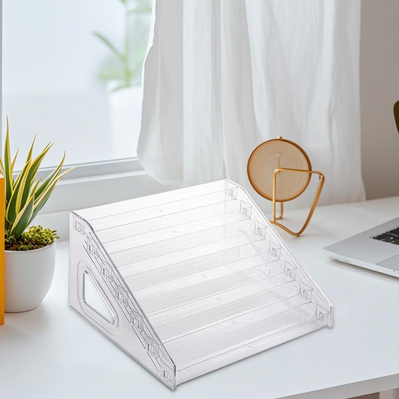 Acrylic Risers Display Stands 7 Tiers Large Capacity Clear Acrylic Card Display Stand Stylish Fragrance Shelf Home Organization