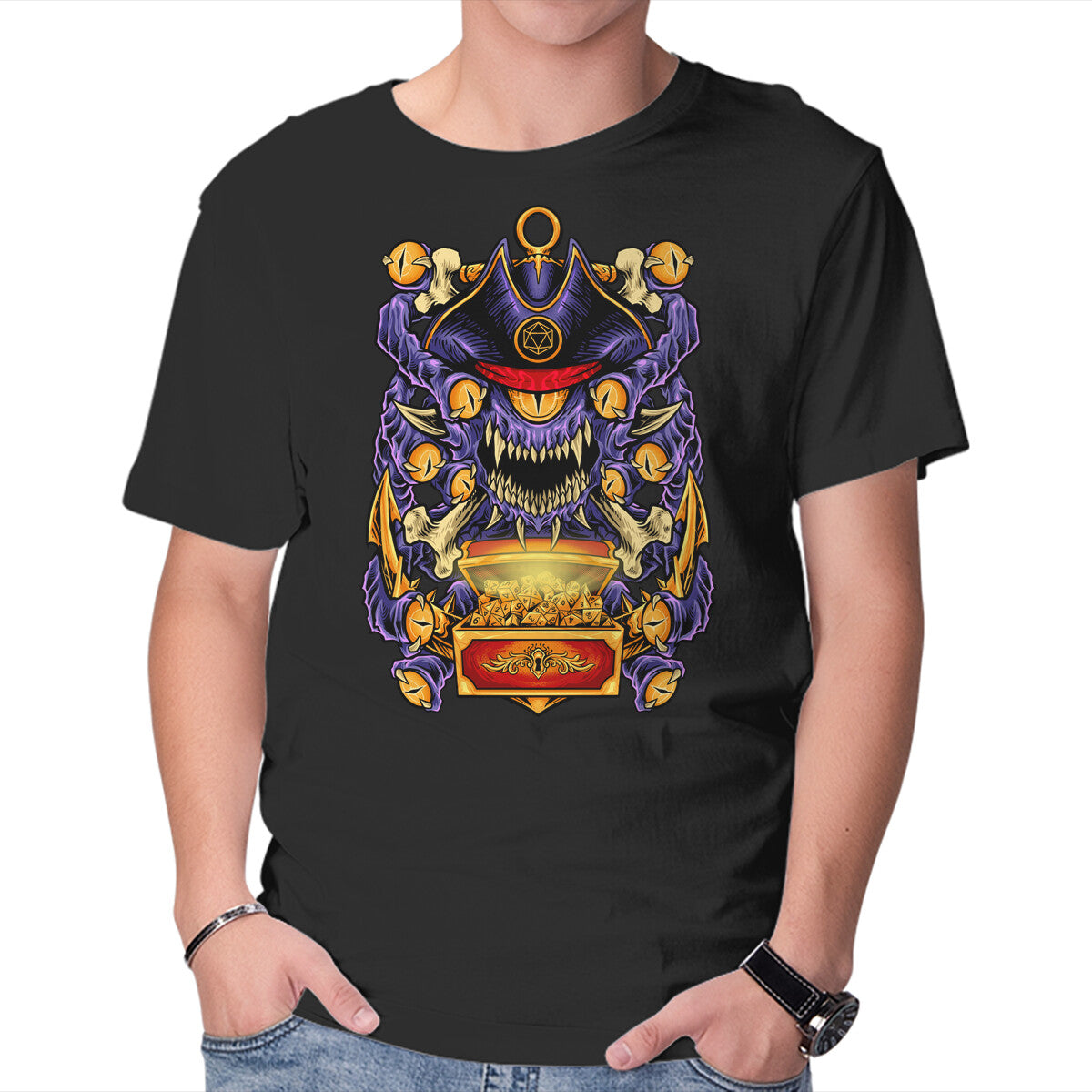 Unisex Crew Neck T-Shirt Pirate Beholder Graphic Short Sleeve Casual Tee L