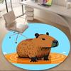 1PC Capybara Water Office Round Area Rug, Mat Suitable For Office, Under Office Chairs Bedroom Living Room Home Decor, Room Deco