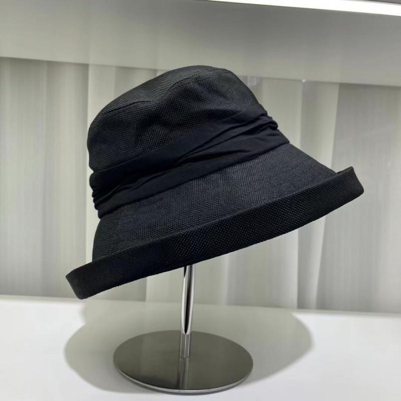 

Cotton Linen Wide Brim Fisherman Hat With Rope Tie For Sun Protection And Breathability чорний