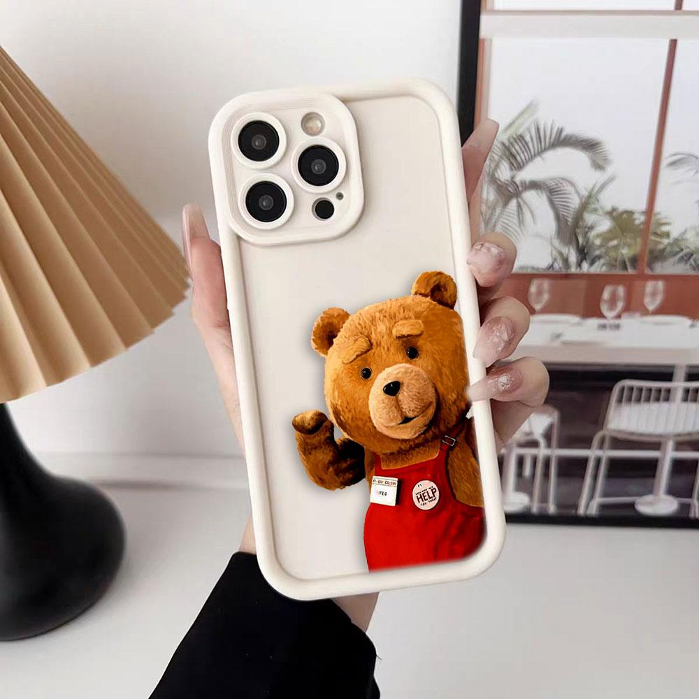 Cartoon Bär T-Teddy Handyhülle Für iPhone Apple 17 AIR 16 16E 11 12 13 14 15 XR Plus Pro Max DIY Hülle TPU Stoßfeste Hülle Capa