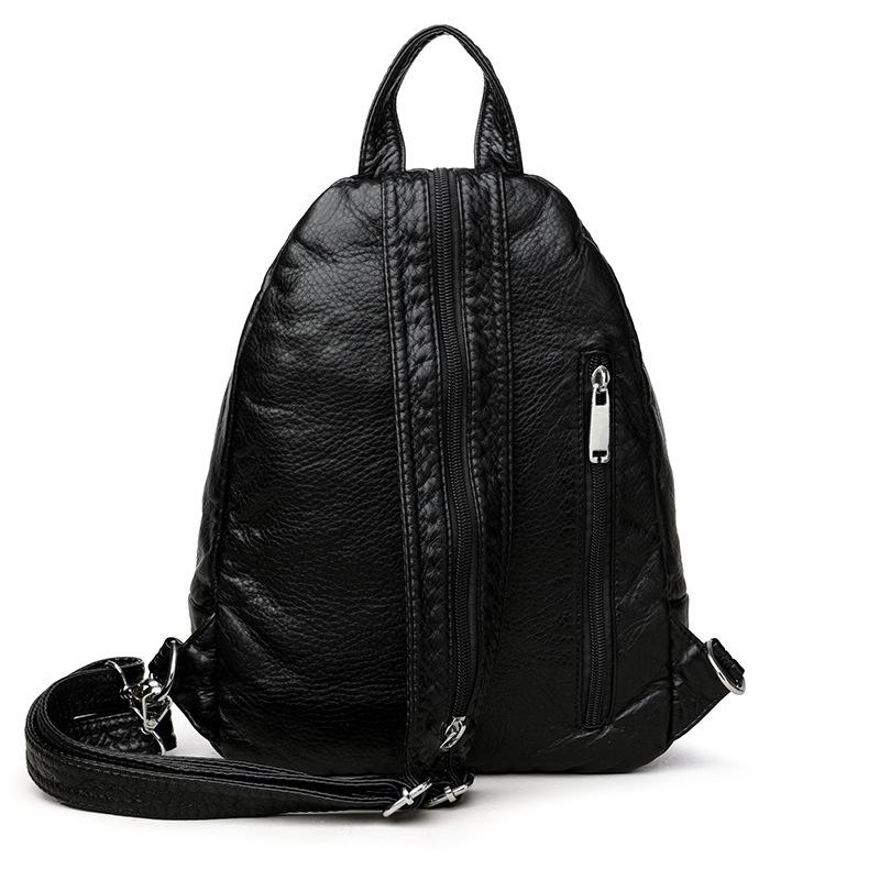 Washed Leather Backpack Fashionable Large-capacity Versatile Crossbody Bag Soft Leather Casual Backpack