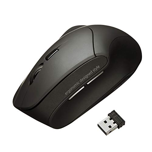 SANWA SUPPLY Mouse Ergonômico, Silencioso, Sem Fio, 2.4GHz, Prevenção de Tendinite, LED Azul, 5 Botões, Grande, MA-ERGW10N