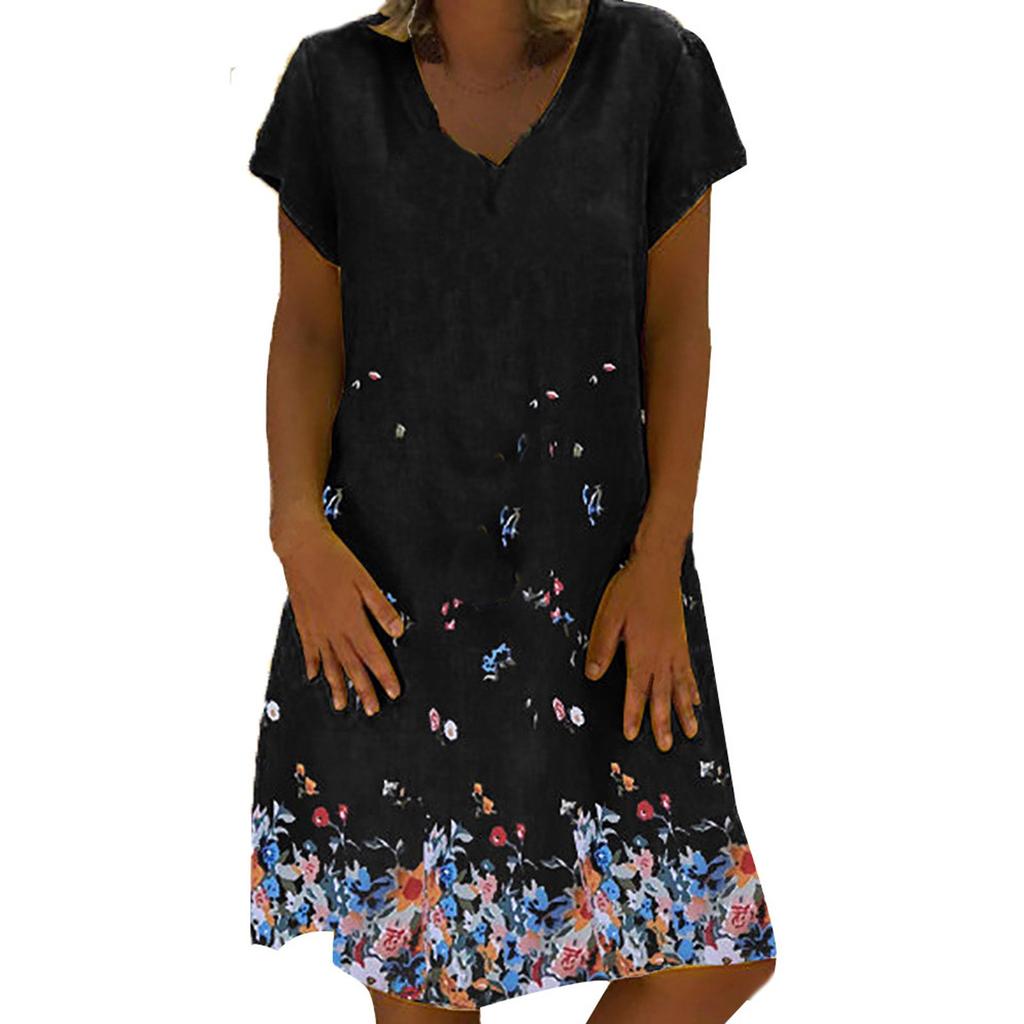 Women Casual Loose Dandelions Dress Fashion Beach Style Temperamental  Dress