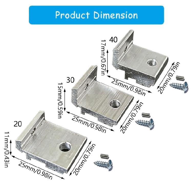 Rustproof Aluminum Angle Brackets Support With Fixing Screws For 2020 3030 4040 Profiles Equipment Racks And Displays