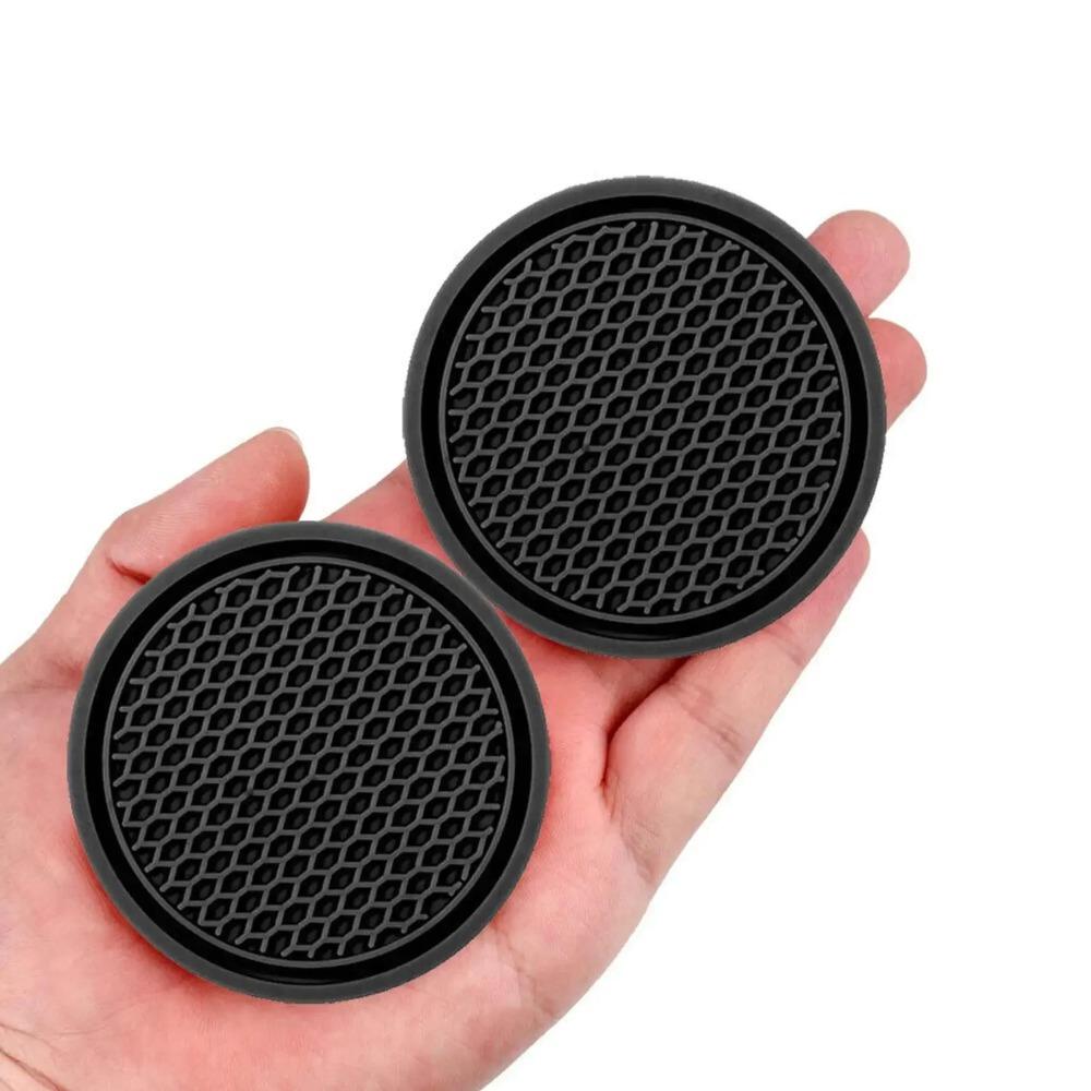 2pcs Non-Slip Rubber Mat Car Water Cup Pad Auto Parts Daily Maintenance Accessories