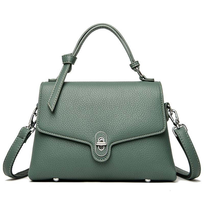 Women New Solid Color PU Leather Handbag Fashion Lock Design Large Capacity Shoulder Bag Lady Brand Crossbody Tote Messenger Bag