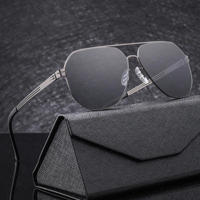 Lunettes de soleil Aviateur Mode Homme - Grand Cadre Métallique, Anti-UV, Double Pont