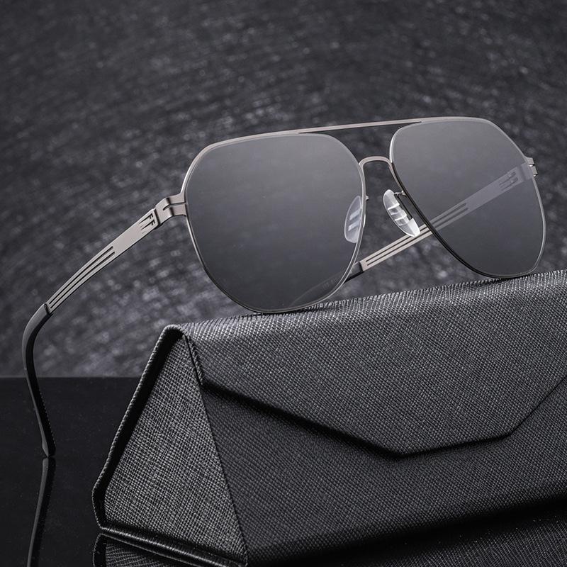 Men's Fashion Aviator Sunglasses - Large Metal Frame, Anti-UV, Double Bridge