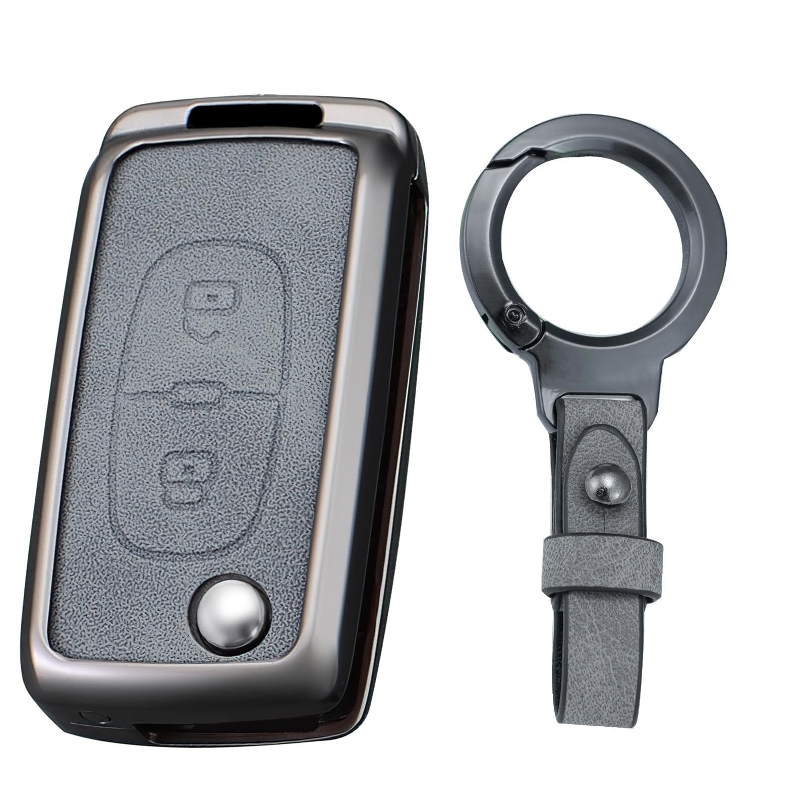 

[KUNIO] Peugeot Dedicated Key Case Key Cover Key Holder PU Leather Alloy Heavy Weight сірий колір