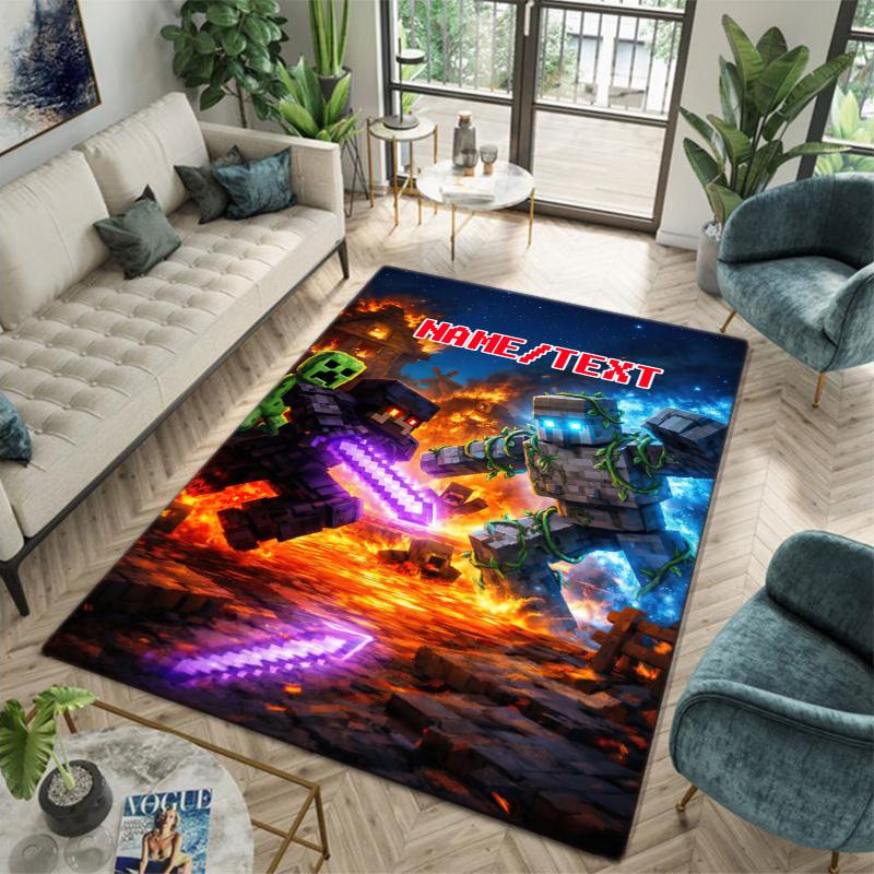 Custom name/text Minecraft Zombie Carpets Suitable Room Office Bedroom Door Mats Birthday Gifts Holiday Gifts Carpet Home Suitable Home Decor