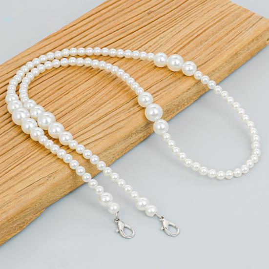 Purse Chain Strap Faux Pearl Bag Chain Strap Replacement with Metal Buckles Shoulder Cross Body Bag Chain for Ladies Tote Handbag