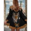 Boho Chic Printed Loose Long Sleeve Open Front Cardigan Women Comfortable Casual Outerwear