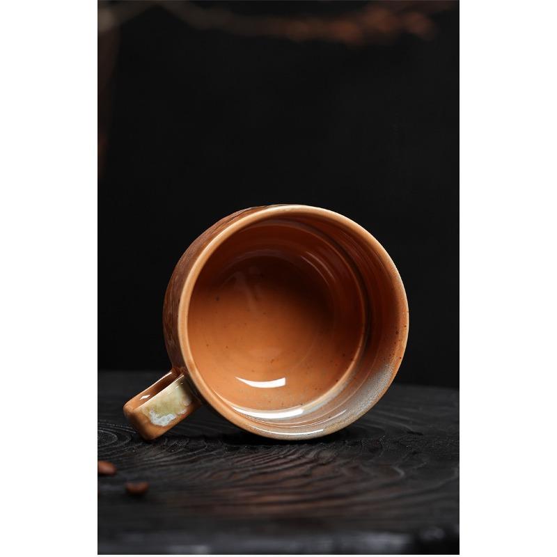 Ceramic Coffee Cup and Dish Set, Latte Latte, Afternoon Tea Cup, Vintage Coarse Ceramic Cup