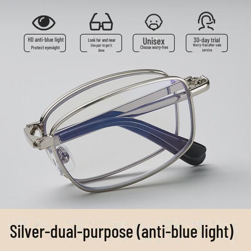 Folding Dual-Purpose Color-Changing Reading Glasses with Multi-Focus, HD Vision & Blue-Light Protection for Men & Women