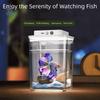 Transparent Betta Fish Tank Intelligent Sensing USB Charging Desktop Fish Bowl LED Light with Feeding Hole Fish Breeding Tank