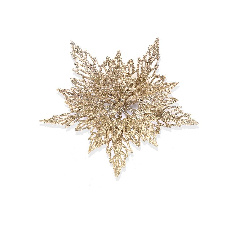 13cm Weihnachten Glitzer Blume Kopf Pailletten Realistisch Künstliche Weihnachtsstern Blume Handgemacht Simulation Weihnachtsbaum Dekorationen