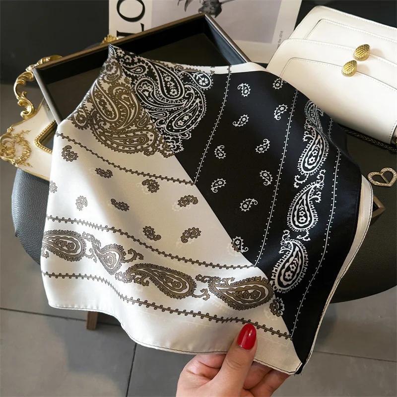 Women Paisley Shawls Neck Bag Fashion Beach Square Silk Scarves Kerchief Popular Print Bandannas Foulard Ribbon Hairband Hijab