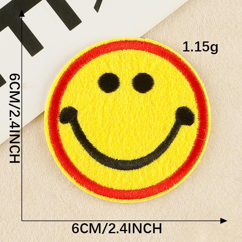 Patch Bordado de Rosto Sorridente de Desenho Animado para Chapéus, Bolsas e Roupas