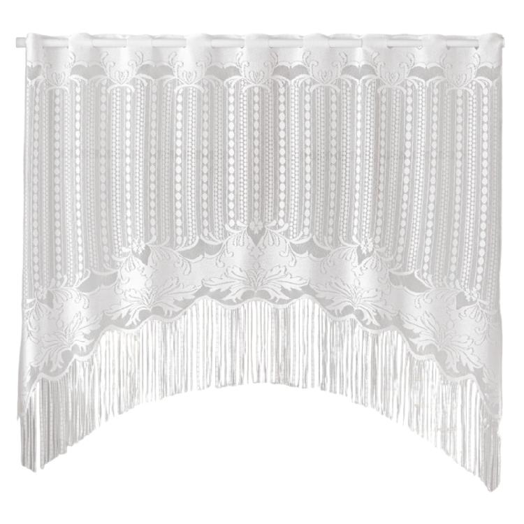 White Lace Fringed Valance Semi Sheer Half Curtain with Hole Easy Hanging for Room Partition Light Filtering Decors