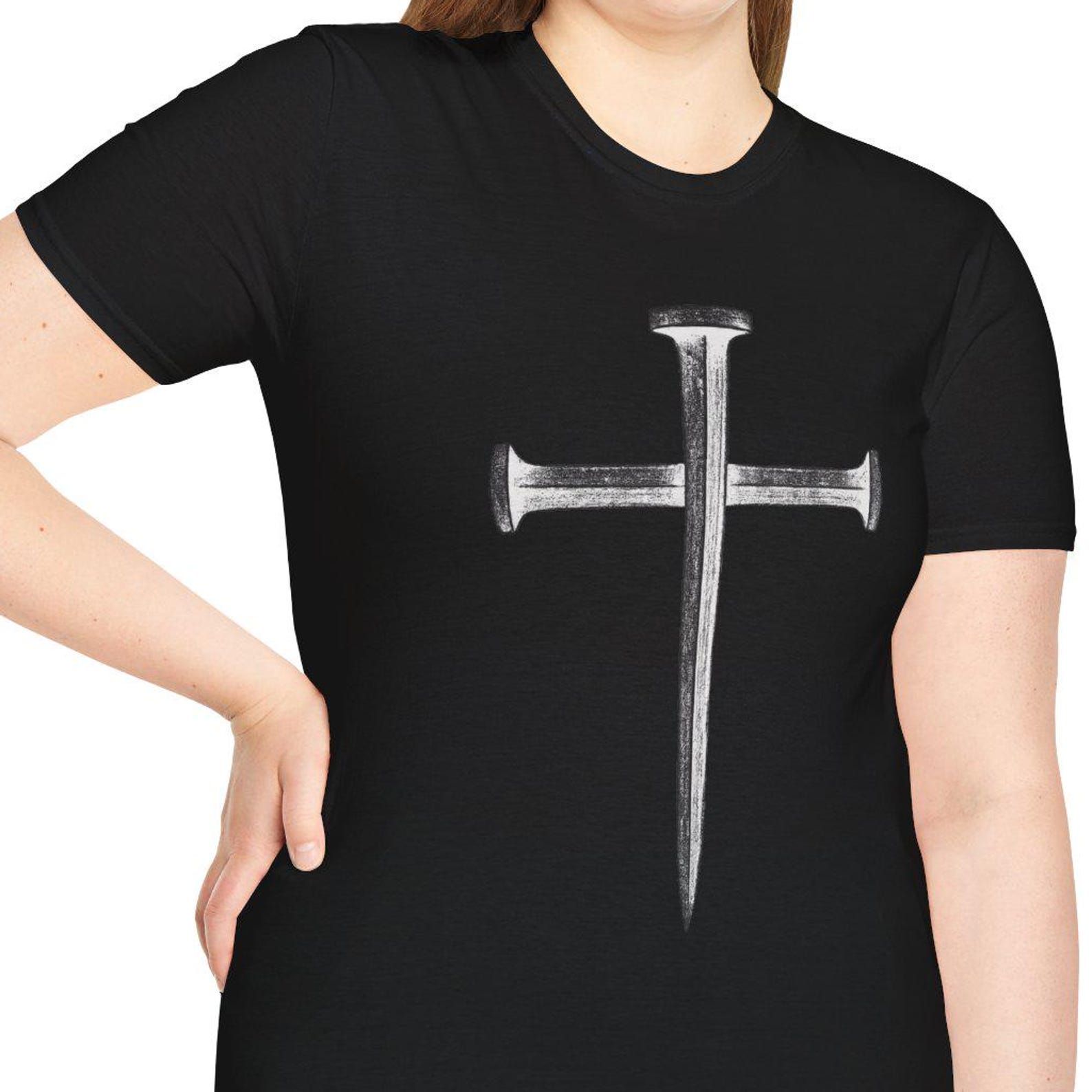 Nails Cross T-Shirt, Gildan Softstyle Cotton Blend XL
